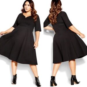 NWT City Chic Cute Girl Ponte Midi Dress in Black